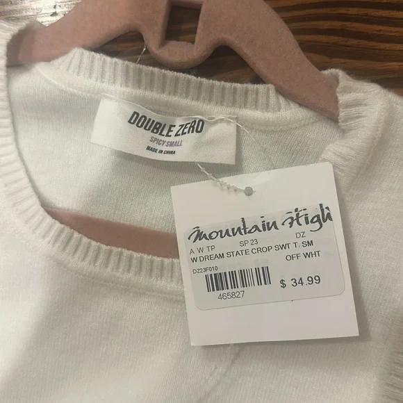 NWT Double Zero Women’s White Ribbed Knit Cropped Tank Top S - Picture 3 of 3